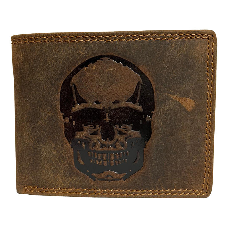 Exklusive Skull-Leder-Geldbörse – Stilvoll, Langlebig & Funktional ( Quer )