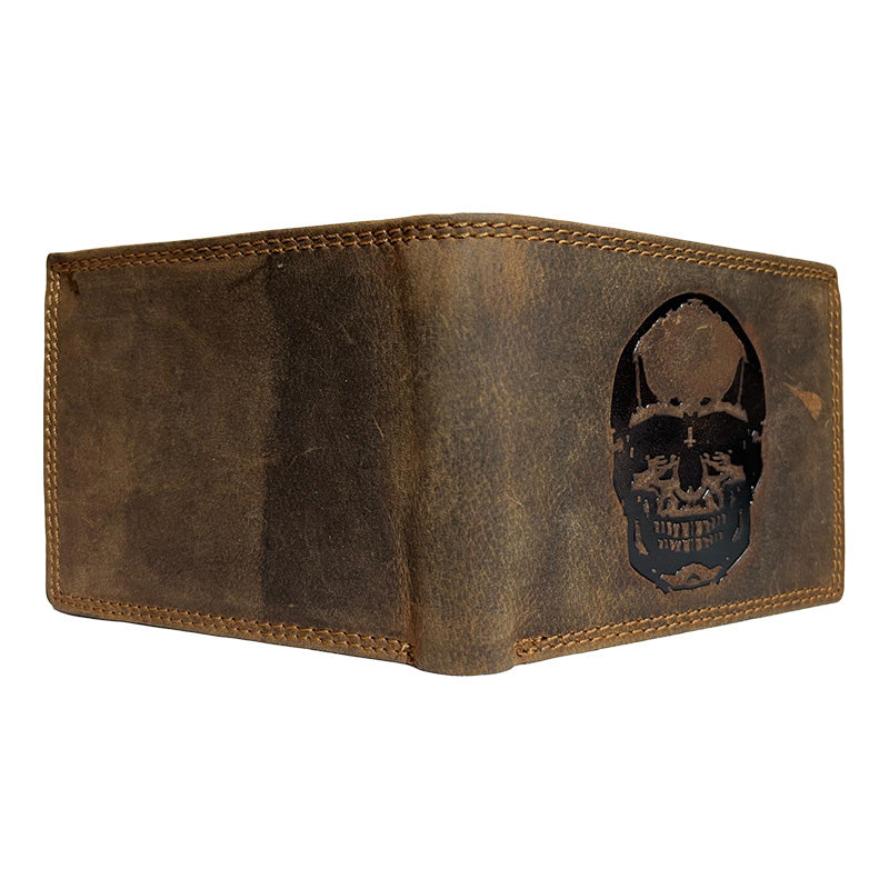 Exklusive Skull-Leder-Geldbörse – Stilvoll, Langlebig & Funktional ( Quer )