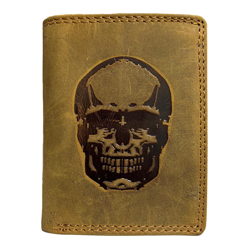 Premium-Leder-Geldbörse mit Skull-Motiv – Dein Statement-Accessoire (Hoch)