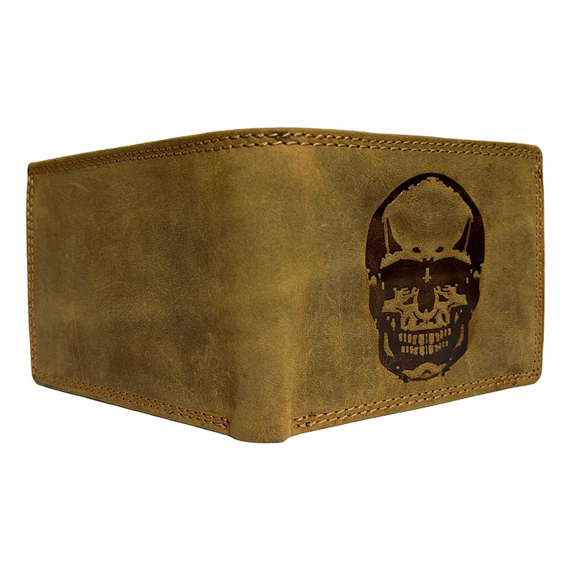 Exklusive Skull-Leder-Geldbörse – Stilvoll, Langlebig & Funktional ( Quer )