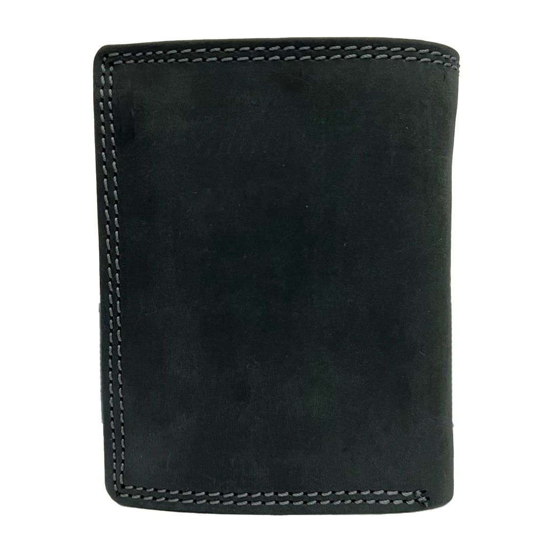 Exklusive Herren-Lederbrieftasche mit Stierprägung – Robustes Design in Braun und Schwarz