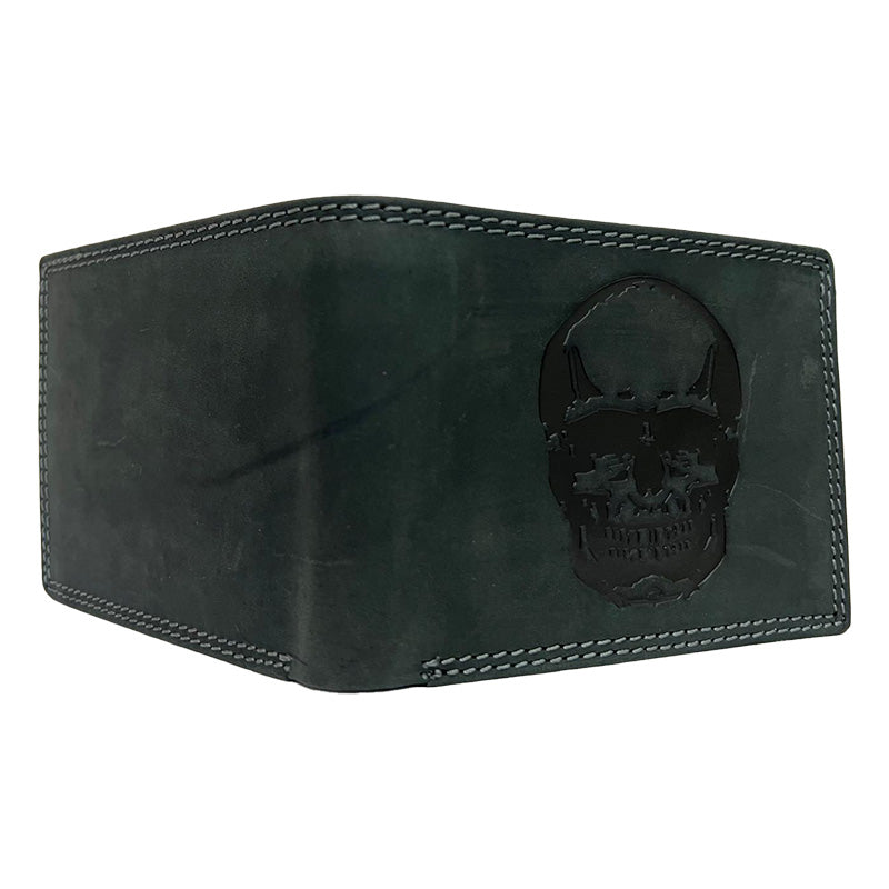 Exklusive Skull-Leder-Geldbörse – Stilvoll, Langlebig & Funktional ( Quer )