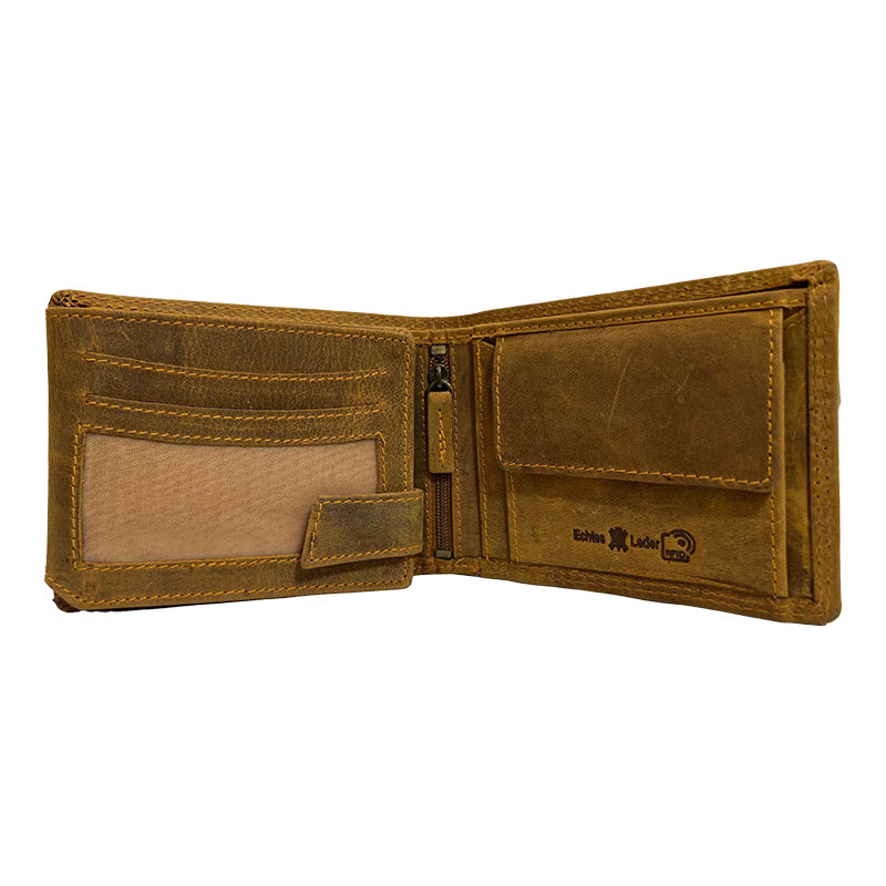 Rustikales Leder-Portemonnaie mit Truck-Design - Klassisches Vintage-Braun