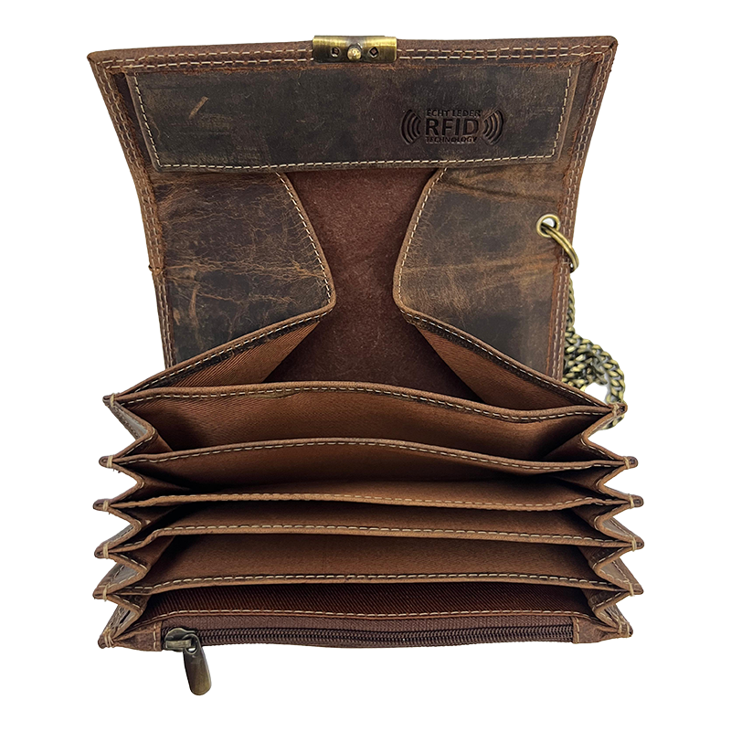Vintage Leder Geldbörse mit Kettenriemen – Eleganz trifft auf Funktionalität