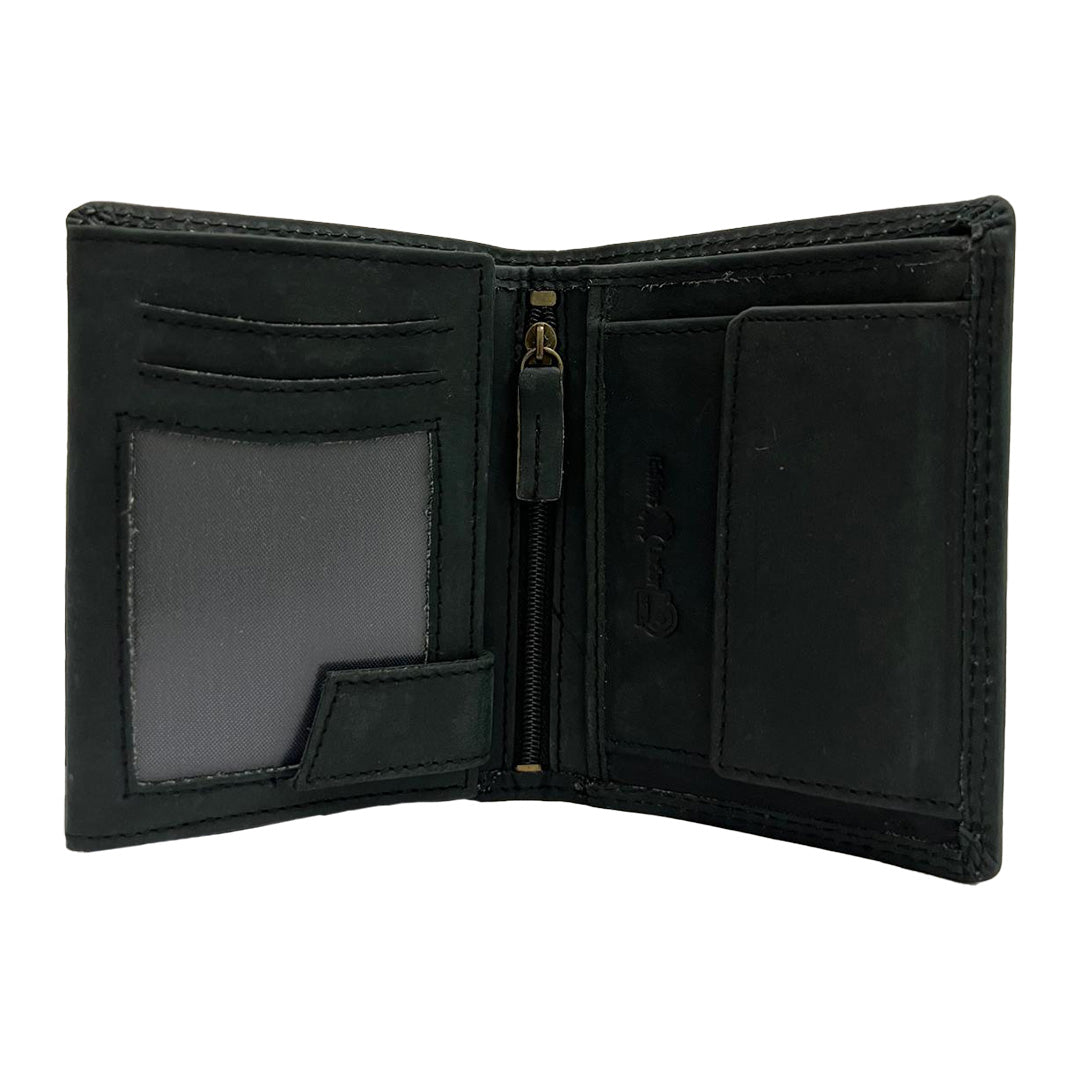 Exklusive Herren-Lederbrieftasche mit Stierprägung – Robustes Design in Braun und Schwarz