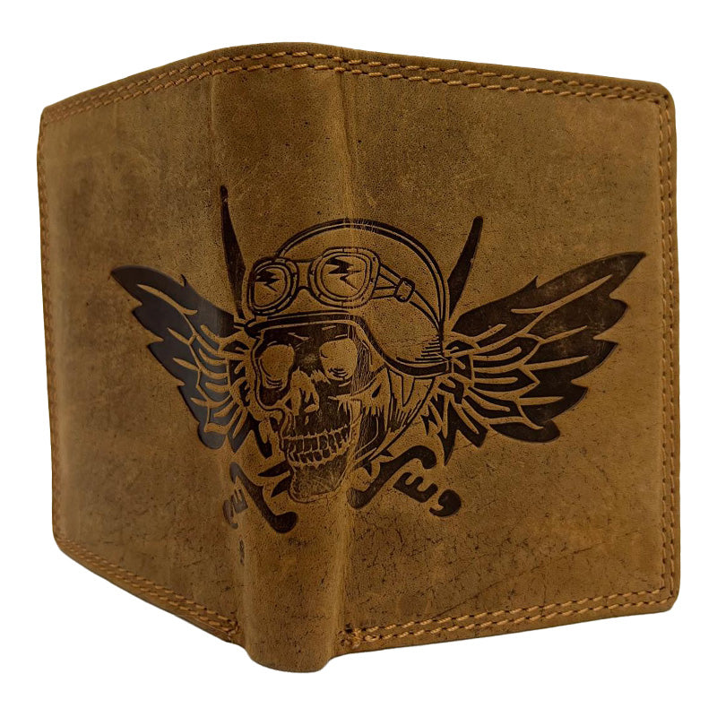 Rustikales Biker-Portemonnaie mit Totenkopf-Design - In 2 Farben erhältlich