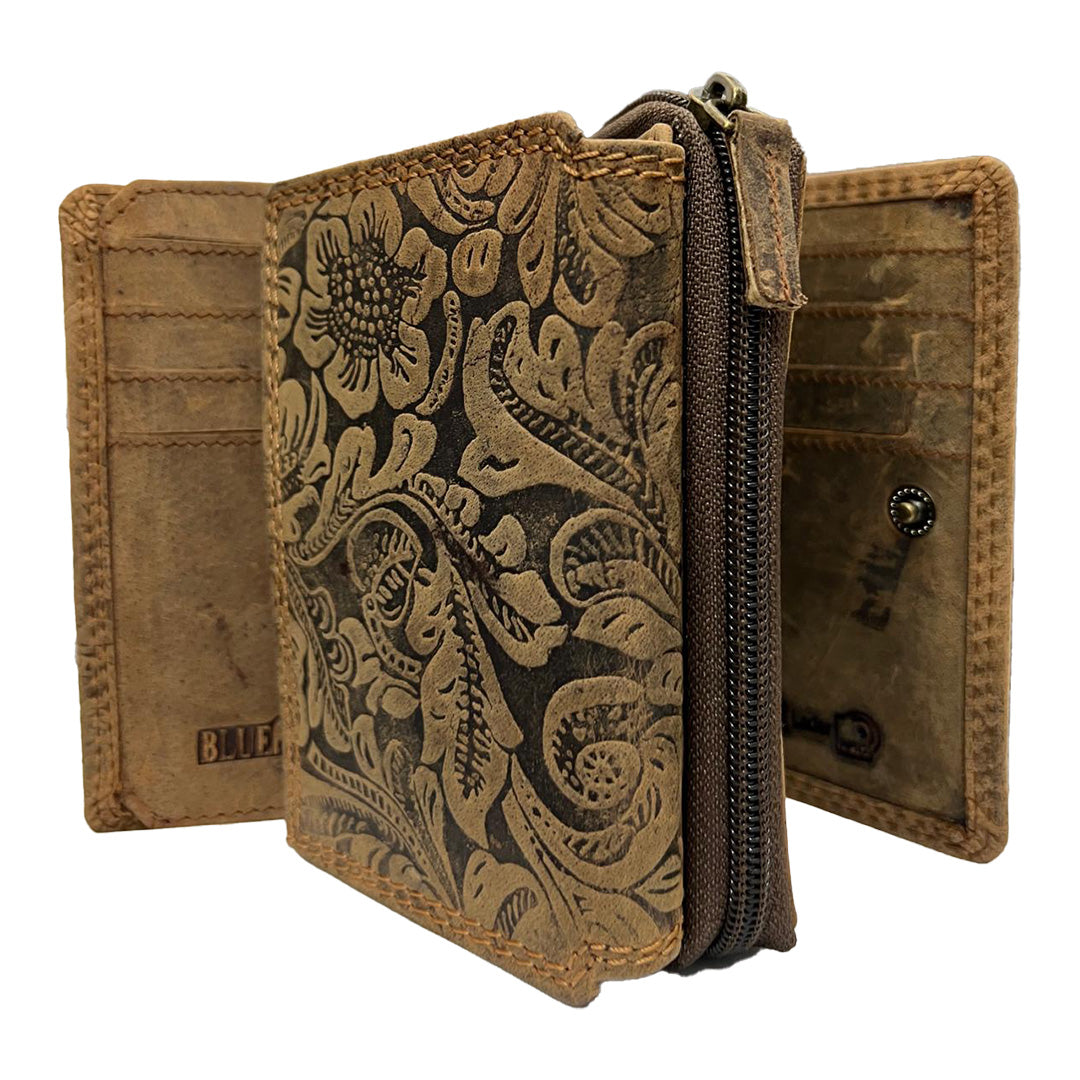 Elegantes Geprägtes Lederportemonnaie – Zeitloses Design in Braun & Schwarz