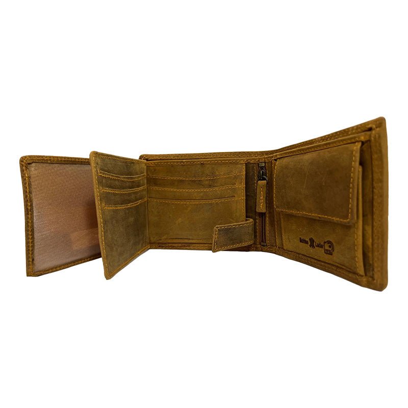 Rustikales Leder-Portemonnaie mit Truck-Design - Klassisches Vintage-Braun