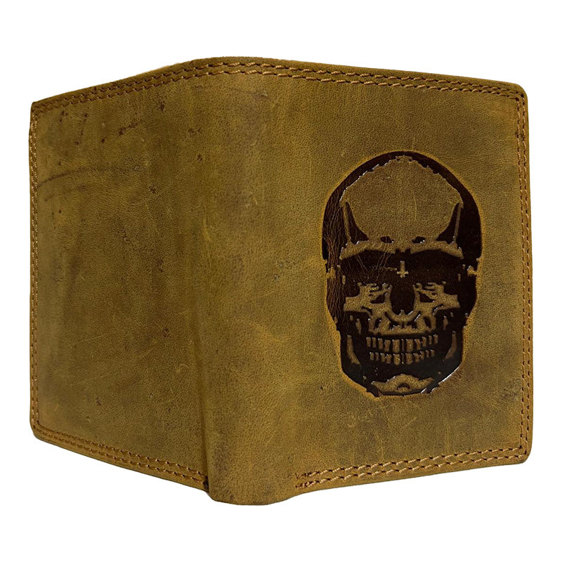 Premium-Leder-Geldbörse mit Skull-Motiv – Dein Statement-Accessoire (Hoch)