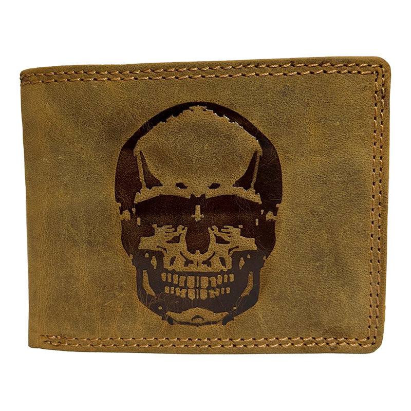 Exklusive Skull-Leder-Geldbörse – Stilvoll, Langlebig & Funktional ( Quer )