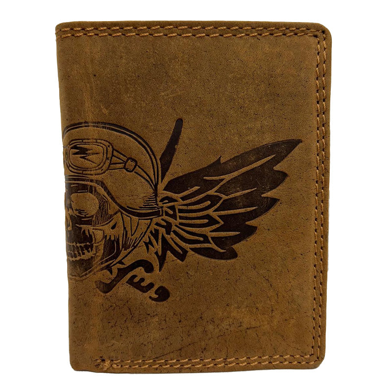 Rustikales Biker-Portemonnaie mit Totenkopf-Design - In 2 Farben erhältlich