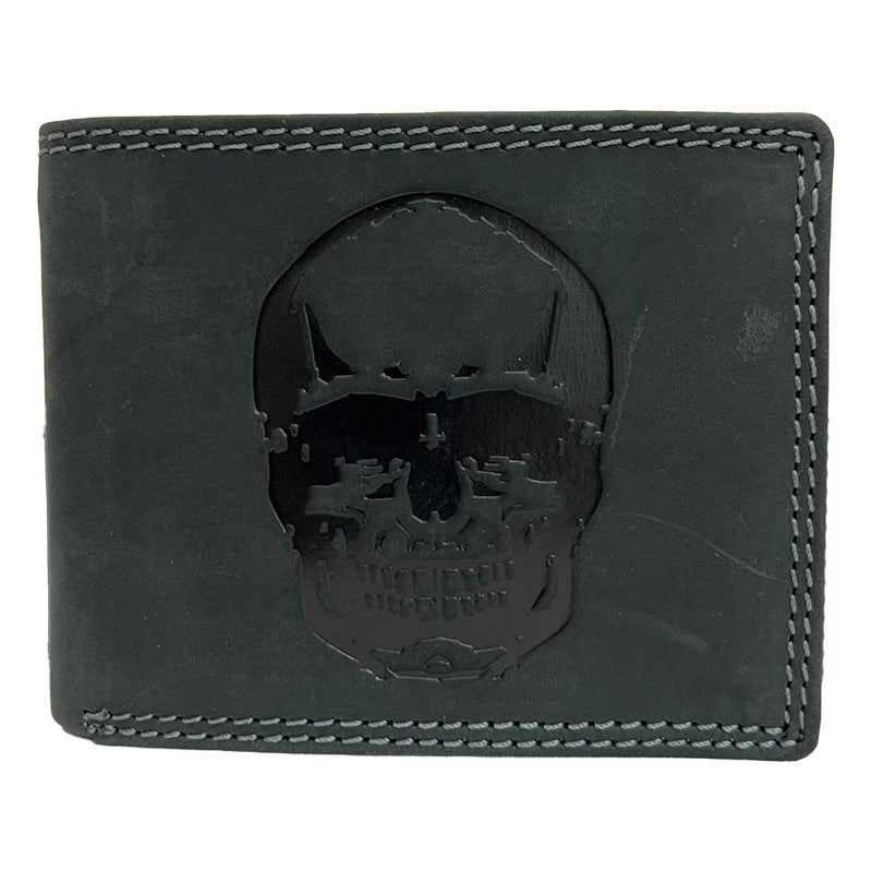Exklusive Skull-Leder-Geldbörse – Stilvoll, Langlebig & Funktional ( Quer )