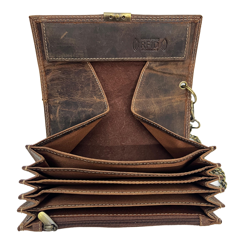 Vintage Leder Geldbörse mit Kettenriemen – Eleganz trifft auf Funktionalität
