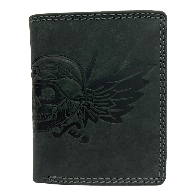 Rustikales Biker-Portemonnaie mit Totenkopf-Design - In 2 Farben erhältlich