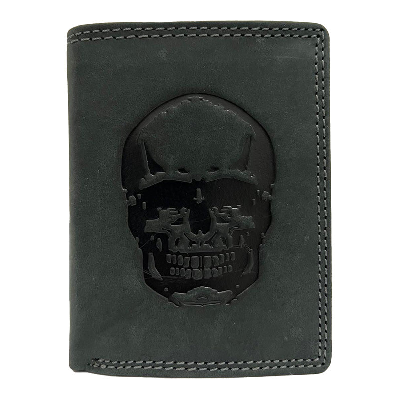 Premium-Leder-Geldbörse mit Skull-Motiv – Dein Statement-Accessoire (Hoch)