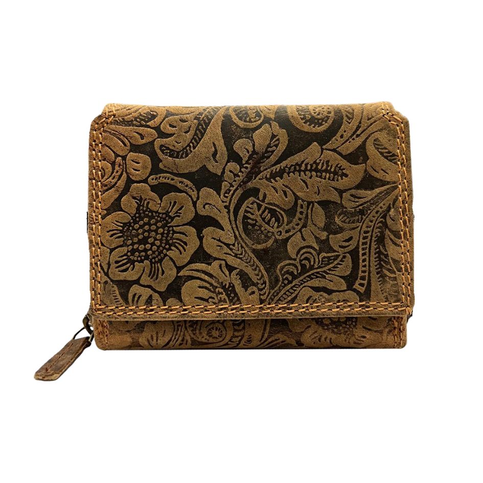 Elegantes Geprägtes Lederportemonnaie – Zeitloses Design in Braun & Schwarz